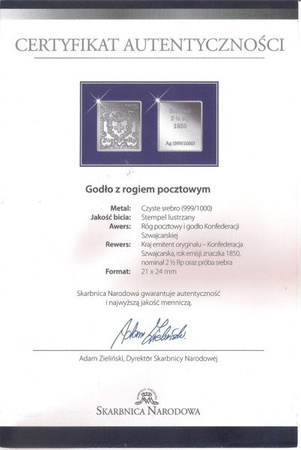 Godło z rogiem pocztowym - Znaczki Świata - Srebro