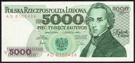 Polska PRL 5 000 Złotych 1982 - Fryderyk Chopin