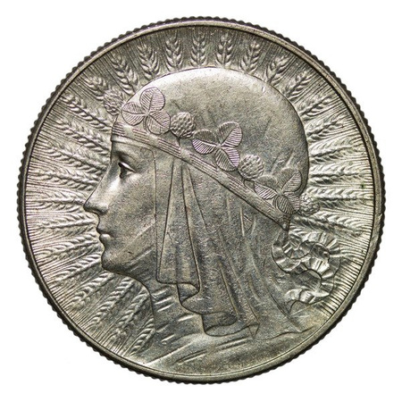 Polska 5 Złotych 1932 b.z. - Głowa kobiety, bez znaku mennicy