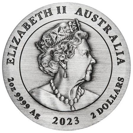 Australia 2 dolary 2023, Rok Królika, Antiqued, Lunar III