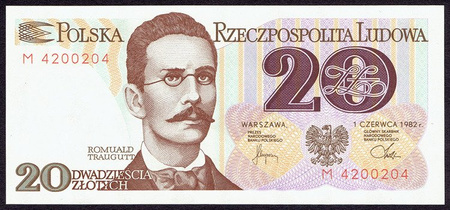 Polska PRL 20 Złotych 1982 - Romuald Traugutt, seria M