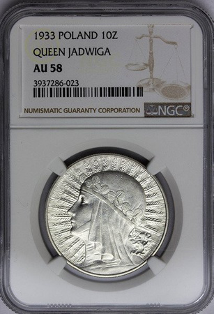 Polska 10 Złotych 1933 - Głowa Kobiety, AU 58