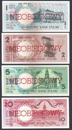 Zestaw banknotów nieobiegowych 1990, miasta - komplet 9 sztuk