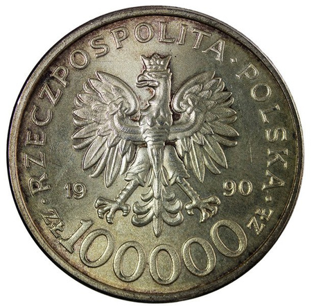 Polska 100 000 Złotych 1990 - Solidarność, Typ C