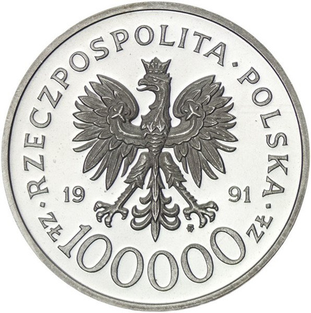 Polska 100 000 Złotych 1991 - Żołnierz Polski na Frontach II Wojny Światowej - Narvik 1940