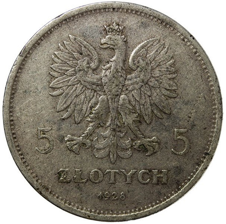 Polska 5 Złotych 1928 - Nike