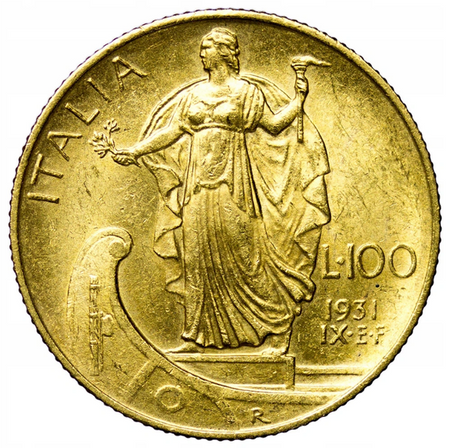 Włochy 100 Lirów 1931 R, IX, Wiktor Emanuel III