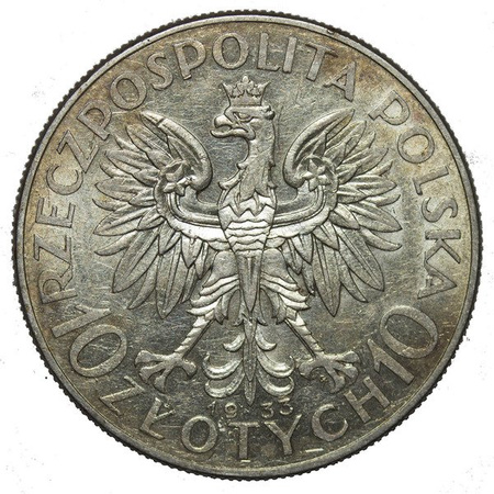 Polska 10 Złotych 1933 - Głowa Kobiety