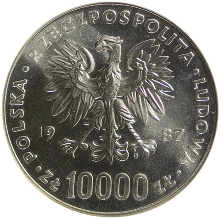 Polska 10 000 Złotych 1987 rok - Jan Paweł II - NGC MS 64