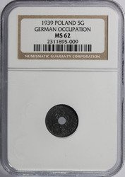 Generalne Gubernatorstwo 5 Groszy 1939 - NGC MS 62