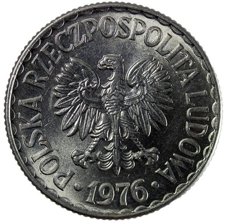 Polska PRL 1 Złoty 1976 b.z. - Stan 1