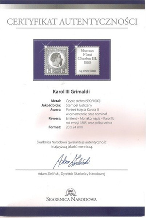 Karol III Grimaldi - Znaczki Świata - Srebro