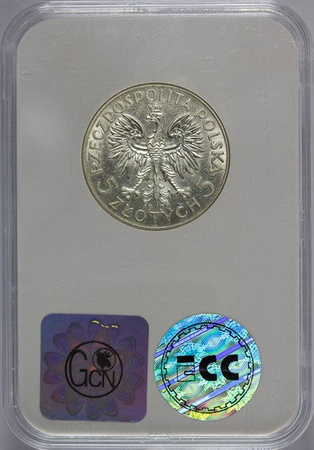 Polska 5 Złoty 1932 b.z. rok - Głowa Kobiety - GCN AU 55