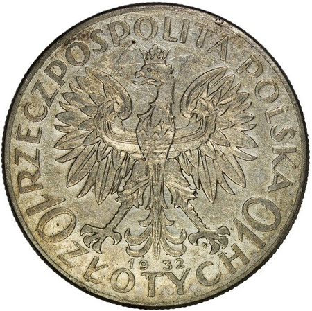 Polska 10 Złotych 1932 - Głowa Kobiety -