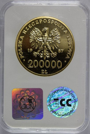 Moneta 200 000 zł Jan Paweł II - pozłacana replika, GCN PR 62