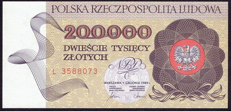 Polska PRL 200 000 Złotych 1989, seria L