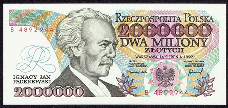 Polska PRL 2 000 000 Złotych 1992 - Ignacy Jan Paderewski, seria B