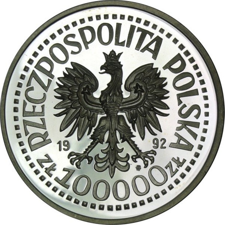 Polska 100 000 Złotych 1992 - 70-lecie Zjednoczenia Części Górnego Śląska z Polską - Wojciech Korfanty