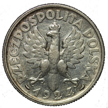 Polska 2 Złote 1924 - Żniwiarka, róg i pochodnia