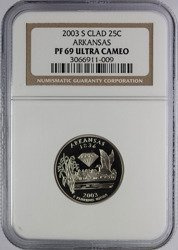 USA 25 Centów 2003 - Arkansas, Quarter - NGC PF69 Ultra Cameo