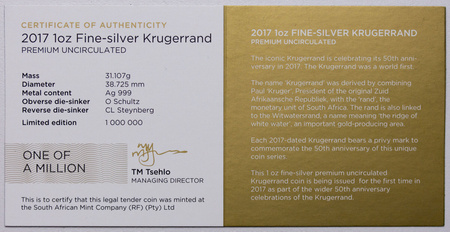 RPA Krugerrand 2017, 50-lecie emisji Krugerranda