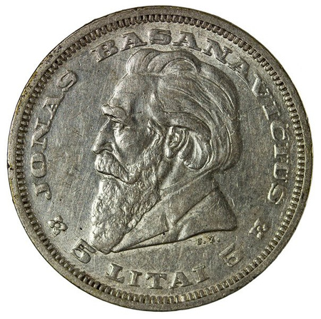 Litwa 5 Litai 1936 - Jonas Basanavicius