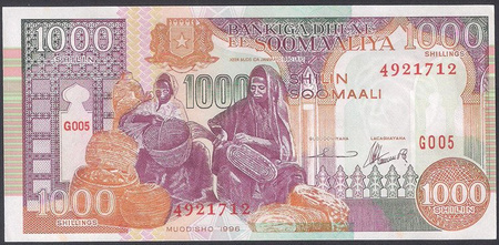 Somalia 1 000 Szylingów 1996