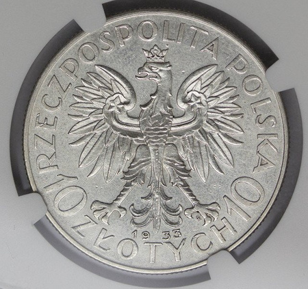 Polska 10 Złotych 1933 - Głowa Kobiety, AU 58