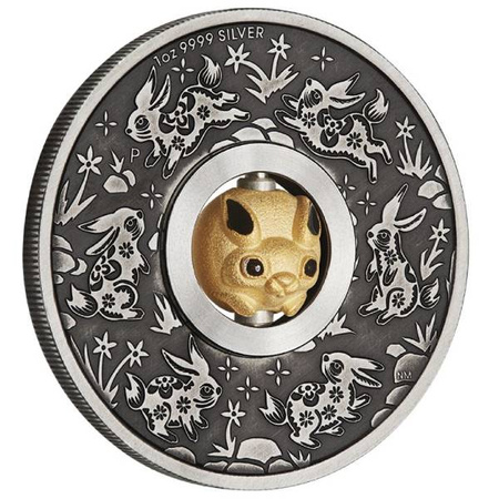 Tuvalu 1 dolar 2023, Rok Królika, Rotating Charm, Lunar III