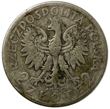 Polska 2 Złote 1932 - Głowa Kobiety