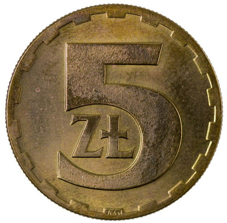 Polska PRL 5 Złotych 1975 b.z. - Stan 1