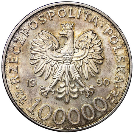 Polska 100 000 Złotych 1990 - Solidarność, Typ A