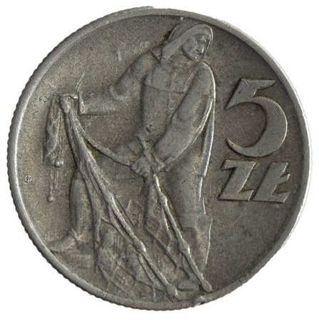 Polska PRL 5 Złotych 1959 b.z. - Rybak