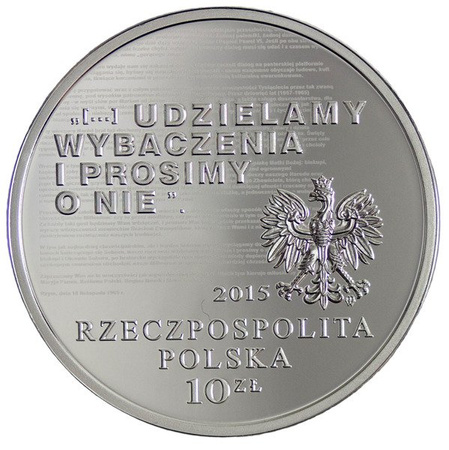 Polska 10 Złotych 2015 - 50. rocznica wystosowania orędzia biskupów polskich do niemieckich