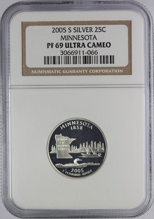 USA 25 Centów 2005 - Minnesota, Quarter - NGC PF69 Ultra Cameo