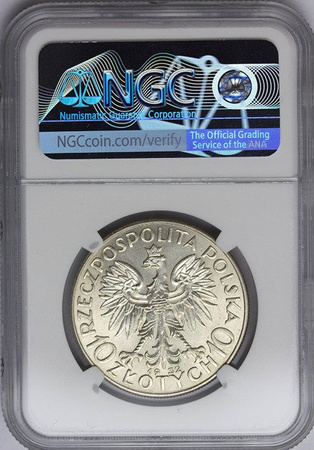 Polska 10 Złotych 1932 b.z. - Głowa Kobiety, MS 62