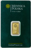 Złota Sztabka - Mennica Polska, 5 gram Czystego Złota