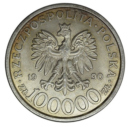 Polska 100 000 Złotych 1990 - Solidarność, Typ B