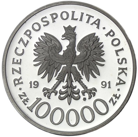 Polska 100 000 Złotych 1991 - Żołnierz Polski na Frontach II Wojny Światowej - MJR Hubal