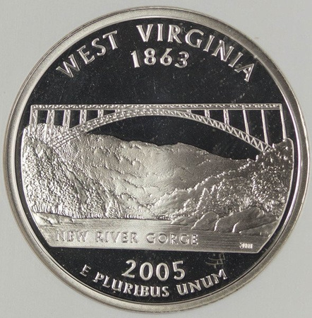 USA 25 Centów 2005 - Wirginia Zachodnia, Quarter - NGC PF69 Ultra Cameo