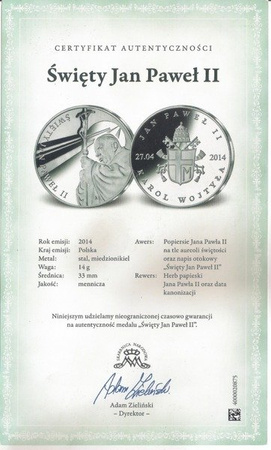 Medal Jan Paweł II - Święty Jan Paweł II