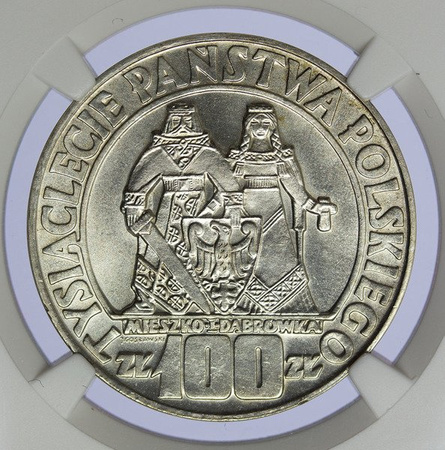 Polska PRL 100 Złotych 1966 - Mieszko i Dąbrówka - MS64