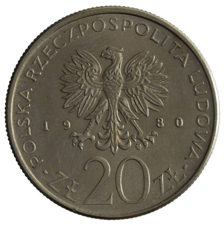 Polska PRL 20 Złotych 1980 - 50 lat Daru Pomorza