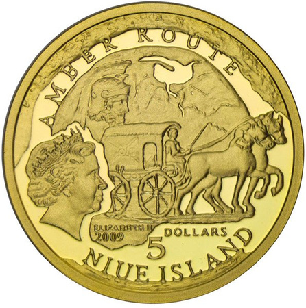 Niue 5 Dolarów 2009 - Wrocław, Szlak Bursztynowy