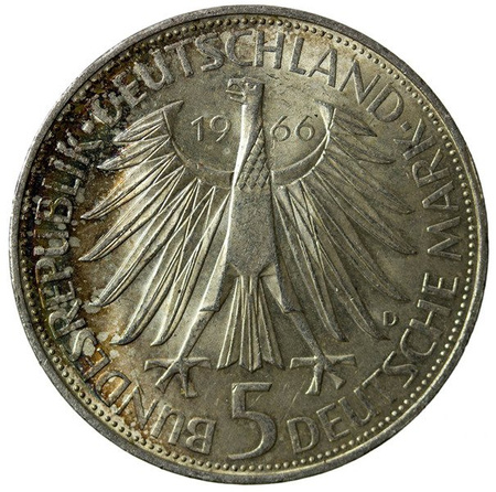 Niemcy 5 Marek 1966 D - 250 rocznica śmierci Gottfrieda Wihelma Leibniza