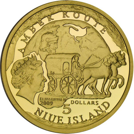 Niue 5 Dolarów 2009 - Elbląg, Szlak Bursztynowy