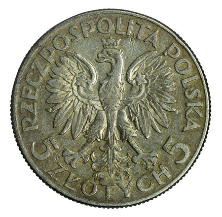 Polska 5 Złotych 1933 - Głowa Kobiety