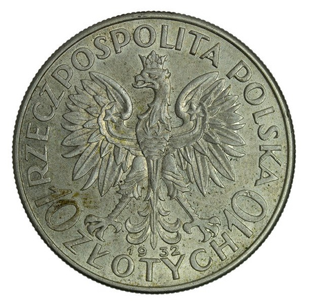 Polska 10 Złotych 1932 b.z. - Głowa Kobiety