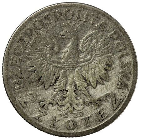 Polska 2 Złote 1933 - Głowa Kobiety