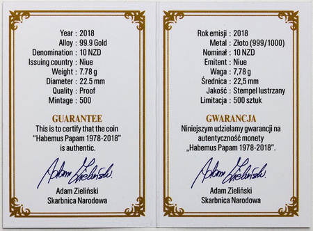 Niue 10 Dolarów 2018, Jan Paweł II